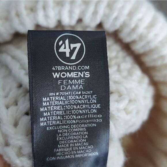 Women's San Francisco Giants '47 Cream Meeko Cuffed Knit Hat with Pom - Picture 5 of 5